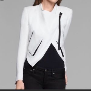 Helmut Lang White Cropped Moto Jacket Size 4